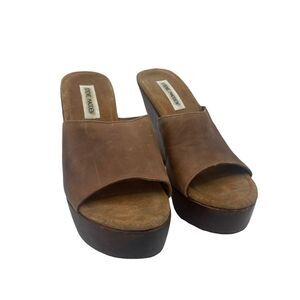 Steve Madden  "Lounge" Leather and Wood Platform Sz 9 1/2 B